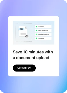 ‘Save 10 minutes with a document upload’: a card with an ‘Upload PDF’ button